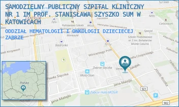 ODDZIAŁ HEMATOLOGII I ONKOLOGII DZIECIECEJ - SAMODZIELNY PUBLICZNY SZPITAL KLINICZNY NR 1 IM PROF. STANISŁAWA SZYSZKO SUM W KATOWICACH - UL. 3 MAJA 13-15, ZABRZE